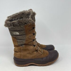 The North Face Nuptse Purna Boots Womens 6.5 Brown Faux Fur Waterproof Insulated